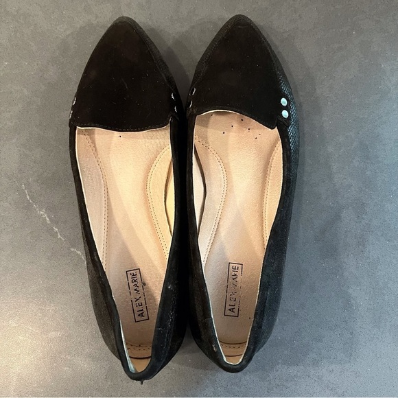 Alex Marie sz 6 Ryann black leather pointy toe ballet flats - Picture 8 of 15